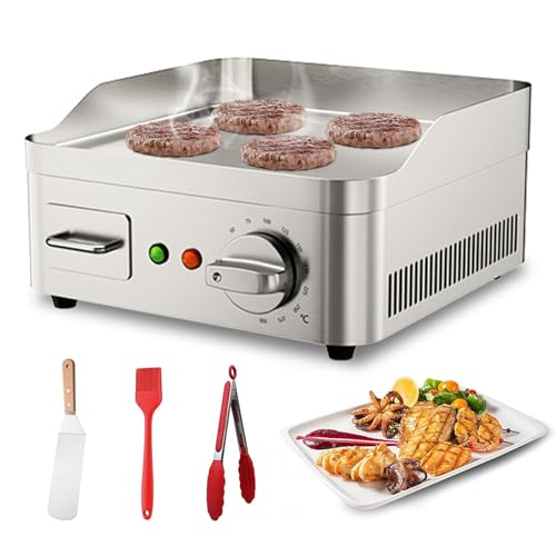 13.7" Electric Griddle, Commercial Electric Countertop Griddle Grill, Non-Stick Stainless Steel Flat Top Grills for Kitchen Restaurant