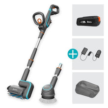 Gardena Cordless Multi-Cleaner AquaBrush Universal 04/18V P4A Ready-to-Use Set: Battery-Powered Cleaning Tool incl. Rechargeable Battery, Wet Cleaning of Patio Floors, Complete Set (14842-20)