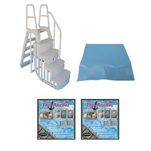 Main Access Smart Step 24 Inch Wide Above Ground Swimming Pool Deck Ladder with No Swim Zone and Flow Through Step Entry System, White