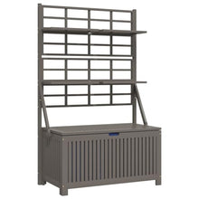 DINDING Storage Box Gray Solid Acacia Wood Large Storage Box with Trellis Garden Bench with Storage Outdoor Toy Storage Sheds and Outdoor Storage