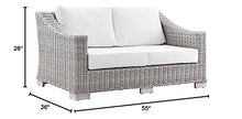 Conway Outdoor Patio Wicker Rattan Loveseat in Light Gray White