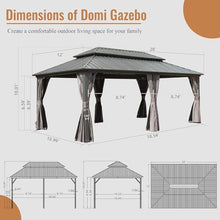 LOPOO Hardtop Gazebo Aluminum with Galvanized Steel Double Roof Gray