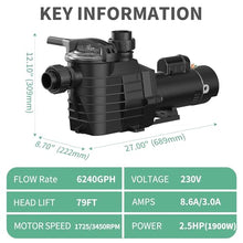 Pipopa 2.5HP 6540GPH Pool Pumps Above Ground and Inground, 1725RPM/3450RPM 2-Speed Swimming Pool Pumps, Super Power, Salt/Fresh Water, IP44 Waterproof, Energy Saving