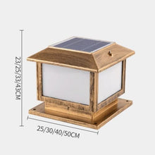 MOCIGERN 4-Colors Solar Post Cap Lights Aluminum Metal Pillar Lighting Remote Control Column Lamp for Garden Backyard Patio Yard Wall Stair Step Railing (Color : Brass, Size : Width:50cm)