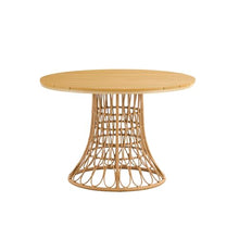 LICOME Bamboo Patio Table, Outdoor Table and Chairs, Ideal Patio Dining Ratten Round Table 110CM Plastic Wood Top