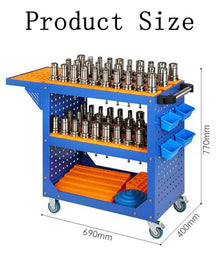 ICEMOB 3 Tier Mechanic Tool Cart Mobile Work Table,Heavy-Duty Service Cart with 4 Storage Boxes,Industrial-Grade Tool Trolley,Garage Tool Organizer,Supports Up to 300KG