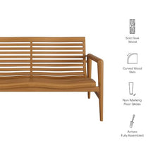 Modway Hayden 56 Inch Outdoor Teak Wood Loveseat in Natural - Mid-Century Modern Slatted 2-Seater Patio Bench Sofa for Deck, Garden, Pool, Porch
