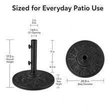 Treasure Garden 50 lb Art Deco Market Umbrella Base – Black Auminum Shell with Cast Iron Core – Fits 1.5 Inch Poles