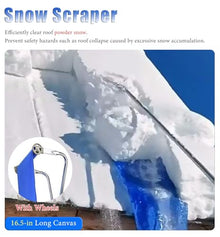 Pitched Roofs Snow Scraper with Wheels & Slide, 75" - 256" Telescopic Winter Snow Removal Tool, House Rooftop Snow Rake Aluminium Pole