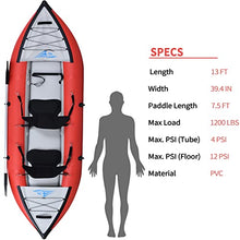 PRODCA Inflatable Kayak Set with Paddle & Air Pump, Portable Deluxe Tandem 2 Person Kayak