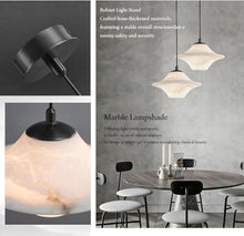 zhongheng Natural Alabaster Pendant Lights Kitchen Island, 7.1in White Lamp Fixtures, Light Marble Shade, for Bedroom Bathroom Dining Room Living