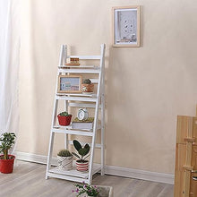 Ladder Shelf 4-Tier Wooden Flower Stand Foldable Storage Rack Free Standing Plant Flower Stand Corner Plant Display Rack For Living Room Bathroom Kitchen Office Moisture-proof Flowerpot Stand
