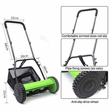 JOMRTS Hand Push Reel Mower, Manual Lawn Mower with Collection Bag, 4 Position Height Adjustment, Lightweight Walk-Behind Lawn Sweeper,12inch, Green