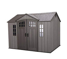 Lifetime 10 ft x 8 ft Outdoor Storage Shed – Heavy-Duty Resin Backyard Shed with Skylights, Windows, Steel-Reinforced Textured Walls