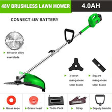 JOMRTS Battery Grass Outdoor Portable Electric Lawn Mower Garden Small Rechargeable Weeder, Multifunctional Agricultural Lawn Mower, High-Power Brushless (Green Battery*2)