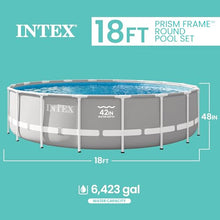 INTEX Prism Frame 18ft x 48in Round Above Ground Swimming Pool Set w/Pump