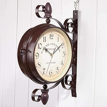 Wall Clock, Garden Clocks Outdoor Waterproof, 13 Inches Classical Double-Sided Wall Clock Outdoor Clocks for The Garden Wall Mounted Wrought Iron Metal Outside Clock Indoor Outdoor Decoration，