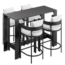 Modway Tahoe 5-Piece Outdoor Patio Bar Table Set in White