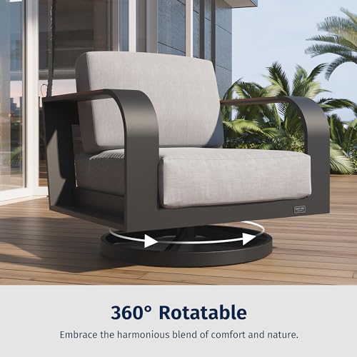 EAST OAK Signature 3-Piece Aluminum Patio Furniture Set Dark Grey