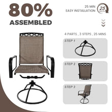Decksplore Swivel Patio Chairs Set of 6, 360° Rocking Outdoor Dining Chairs with Breathable Textilene Mesh & Heavy-Duty Steel Frame, Elegant Brown Patio Seating for Backyard, Garden, Deck