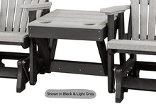 DutchCrafters Slat Fan Back Double Poly Adirondack Glider Outdoor Patio Chairs Black & Weatherwood