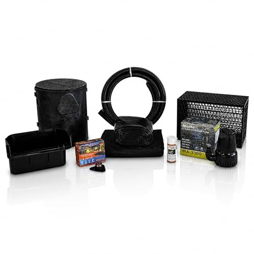 HALF OFF PONDS Savio Pond Free 3300 Waterfall Kit with MatrixBlox, with 10 ft by 20 ft PVC Liner and 3,300 GPH Manta Series Submersible Pump - PVCPSSB1