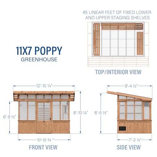 Backyard Discovery Poppy 11' x 7' Cedar Wood Greenhouse Kit Light Brown