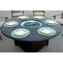 Darlee AC Series 60-Inch Round Propane Fire Pit Dining Table - Cast Aluminum Fire Table in Antique Bronze for Outdoor Patios