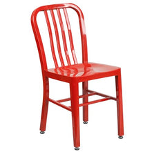 Flash Furniture Commercial Grade 30" Round Red Metal Indoor-Outdoor Table Set with 4 Vertical Slat Back Chairs