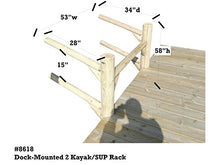 Log Kayak Rack Dock Mounted 2 Place Kayak and SUP Rack Natural
