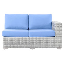 Modway Convene Wicker Rattan Outdoor Patio Left-Arm Loveseat in Light Gray Light Blue