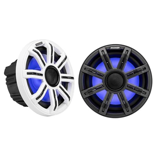 KICKER MSC 8-Inch Premium Marine 4-Ohm LED Coaxial Speakers, Pair