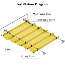 Asiwnshw Retractable Wave Shade Sails with LED Lights Strip & Mounting Kit, Outdoor Sun Shade Canopy Pergola Cover, Waterproof Sun Protection Patio Awning, Beige(5'x26')
