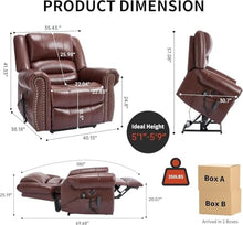 UOPYNE Dual Motor Red Leather Power Lift Recliner with Heat & Massage