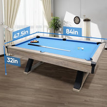 WAQINBR 7 ft Pool Table Rustic Blond K-Shaped Legs Royal Blue Cloth