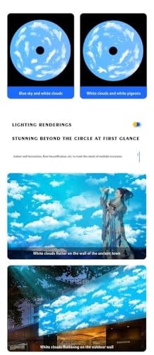 FinOti 160w,Blue Sky and White Clouds Advertising Projector Outdoor Park Ground Floating Move Picture Creative Logo Pattern Custom Spotlight Commercial Store Display Spot Light Led