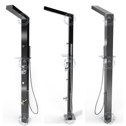 No Worries Products Outdoor Shower Panel Black 316 Stainless Steel
