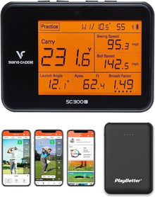 PlayBetter Swing Caddie SC300i Portable Golf Launch Monitor + Portable Charger