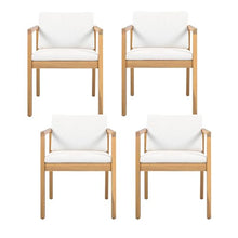 Christopher Knight Home Rapto Outdoor Dining Chairs Set of 4, Acacia Wood Frame Dining Chair, Accent Chair Set with Comfortable Cushions, Patio Armchair for Backyard Poolside Garden, Beige+Light Teak