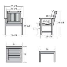 highwood AD-KITCHGL2-ACE Lehigh 2 Garden Chairs with 1 Square Side Table, 3-Piece Set, Weathered Acorn