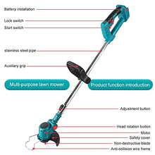 Portable Battery Lawn Mower, 2.0 Ah 850 W max extendable for Weeds with 2 x 24 V Batteries and Quick Charger, for Lawn Mowing, Lawn Care, Drive