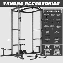 VANSWE Power Rack Olympic Power Cage Home Gym Equipment Black&Silver