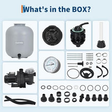 3/4 HP Above Ground Pool Sand Filter Pump Combo, 3435 GPH High Flow Pool Pump with 7-Way Multiport Valve, 88lb Large Capacity Sand Tank, Complete Filtration System for Domestic Above Ground Pools