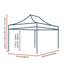TOOLPORT 10x15 ft PES 750 Pop Up Canopy Tent, Steel, Black