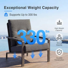 CozyJoy 3 Piece Outdoor Bistro Set, Rattan Patio Furniture with Aluminum Frame & Coffee Table, Waterproof Cushion Fabric, High Elastic Sponge, Grey Terrace Patio Set