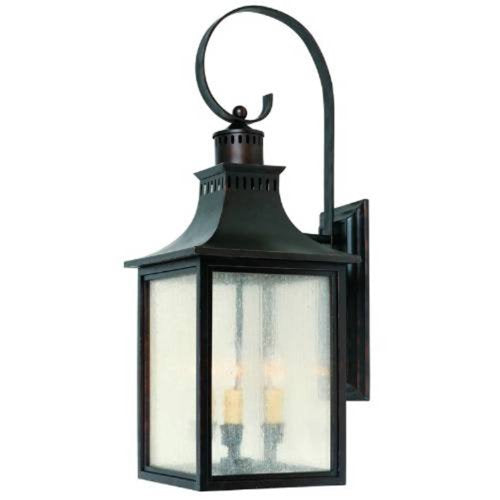 Savoy House 5-259-25 Monte Grande Modern Rustic Pale Cream Seeded Glass Outdoor Wall Lantern, 3-Light 120 Total Watts, 27" H x 10" W, Slate
