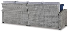 Signature Design by Ashley Naples Beach Casual Outdoor Loveseat Set of 2 with Cushions and Throw Pillows Grey