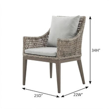 Outdoor Escape Gray Outdoor Dining Chairs Set of 2 with Aluminum Frame, Wicker Material, Beige Cushions, Armrests, Weather-Resistant Design