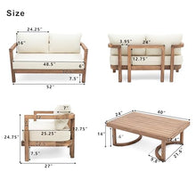 Merax 5-Piece Outdoor Acacia Wood Patio Furniture Set Beige