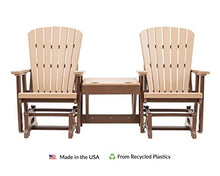 EcOasis Grand Lake Amish Crafted Poly Outdoor Adirondack Double Glider (Weatherwood on Tudor Brown)